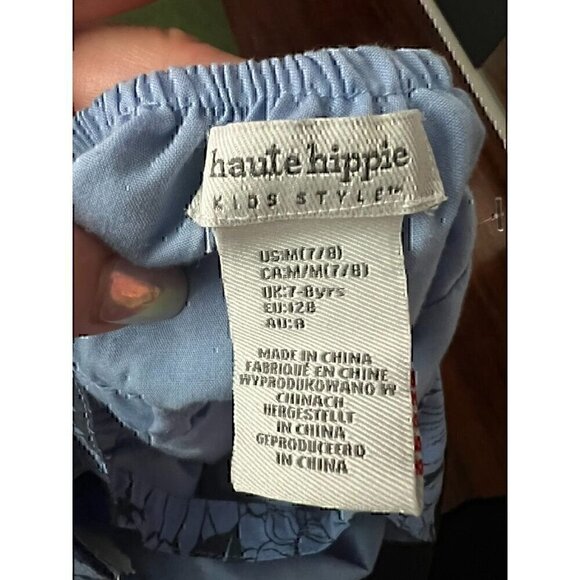 HAUTE HIPPIE KIDS, 100% RAYON, FLORAL BLUE ROMPER, SIZE MEDIUM - Picture 6 of 6